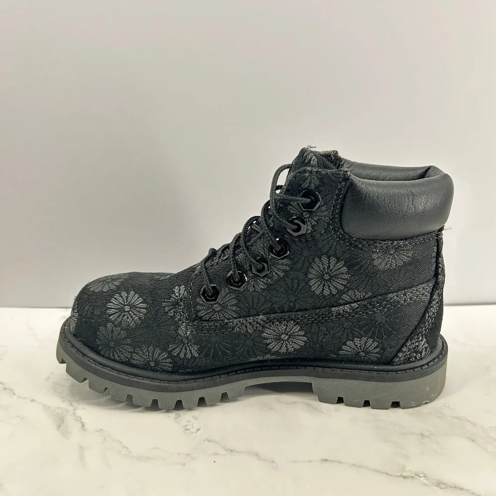 Timberland Girls Premium 6 Inch Waterproof Floral Boots Size 12 Winter‎